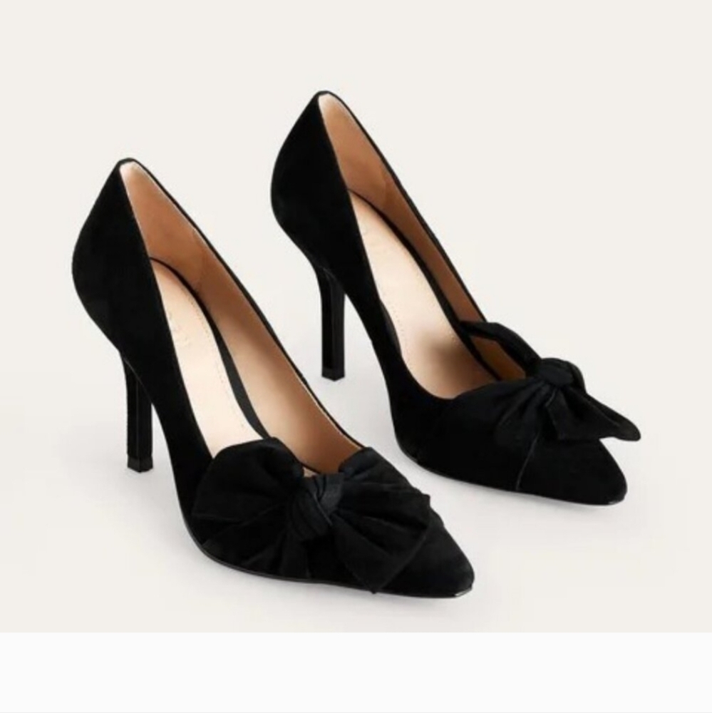 Boden - Suede-Bow Heeled Courts